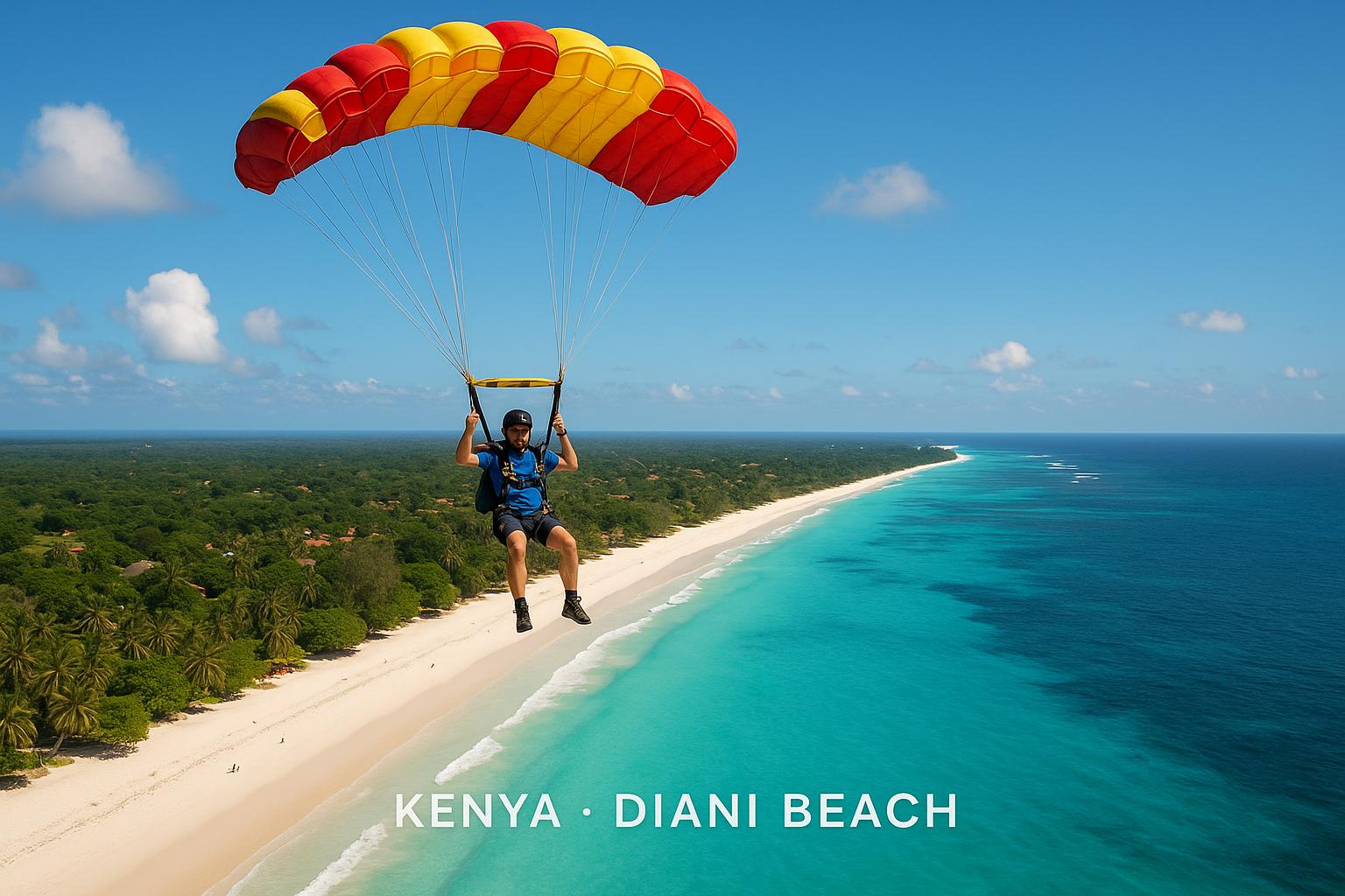 Skydiving over Diani Beach